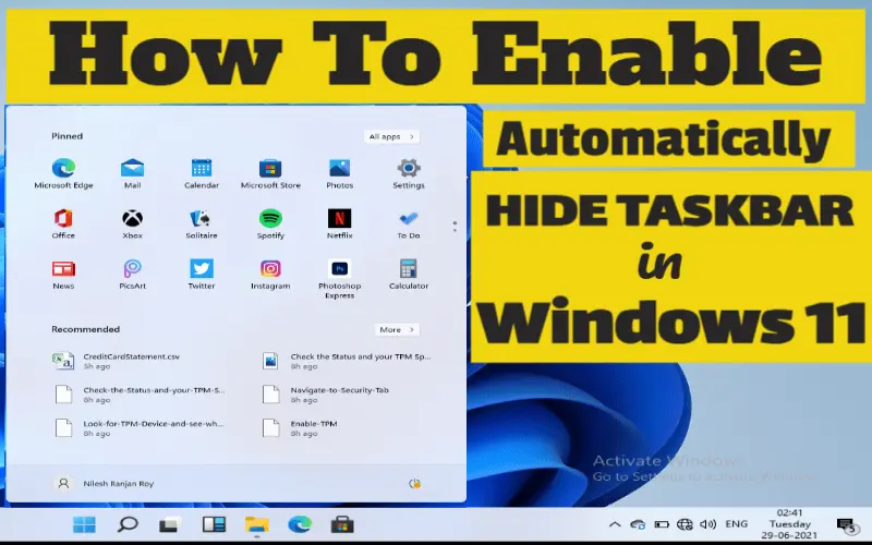 How to Enable Automatically Hide the Taskbar Feature in Windows 11