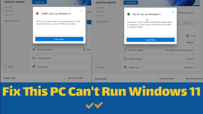 How to Fix This PC Can't Run Windows 11 - Step By Step Guide