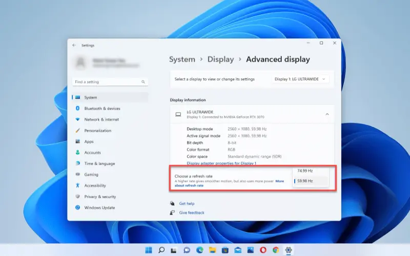 How to Change Your Monitor Refresh Rate in Windows 11