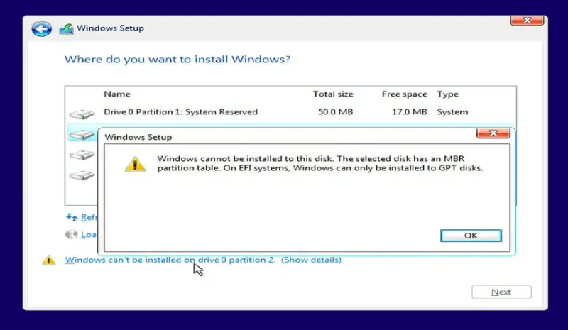 How to Fix the Windows Cannot Be Installed to This Disk Error on MBR or GPT Partitions