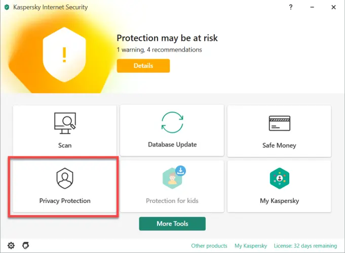 Click on Privacy Protection