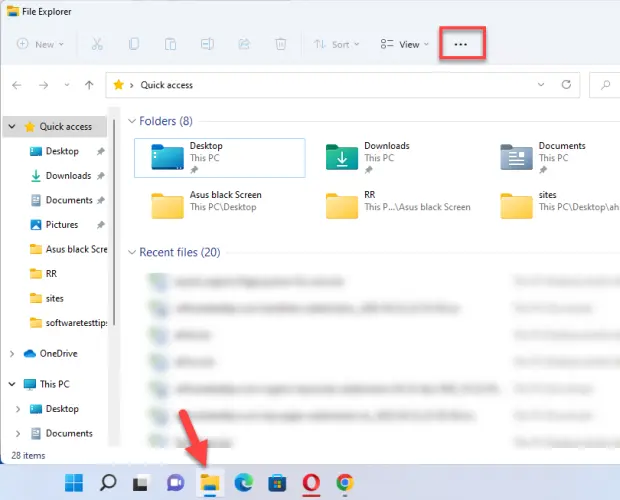 Open File Explorer and click on three dots
