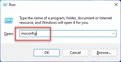 Press Windows key + R, type msconfig, and hit Enter key