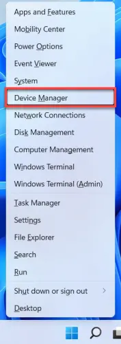 Press Windows key + X and select Device Manager from the list