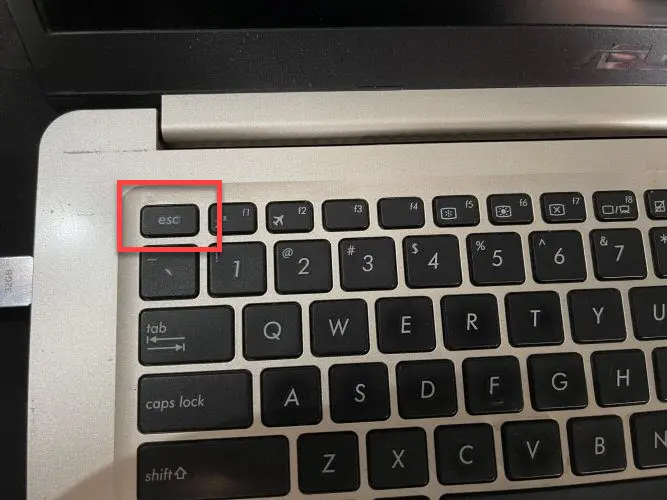 Press the Esc key several times to open the Boot Menu