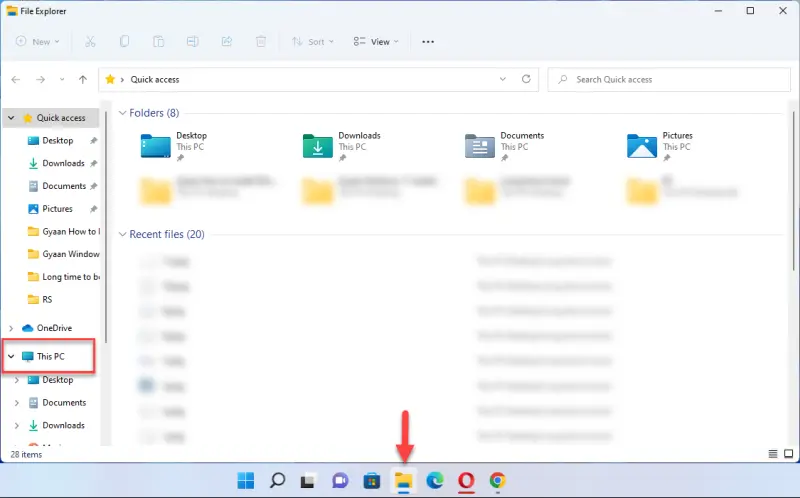 Click on File Explorer, then select This PC from the left panel