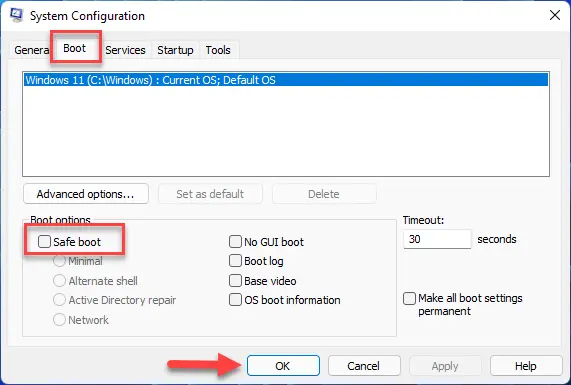 Follow the System Configuration steps to manually exit safe mode
