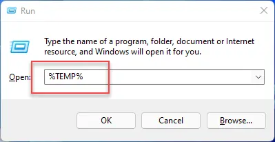 Press Windows key + R, type %TEMP% and tap Enter
